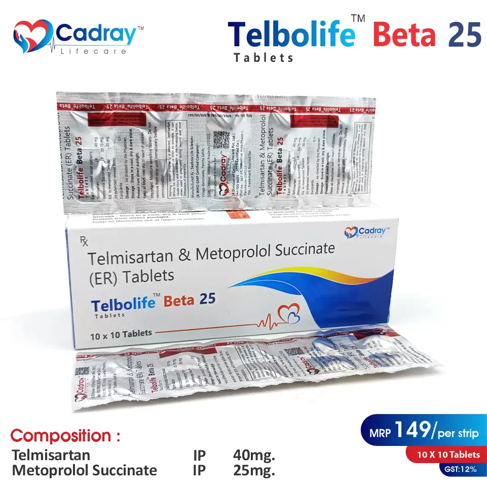 Telmisartan 40mg + Metoprolol SR 25mg | Cardiac Care | Best Price for PCD Pharma Franchise